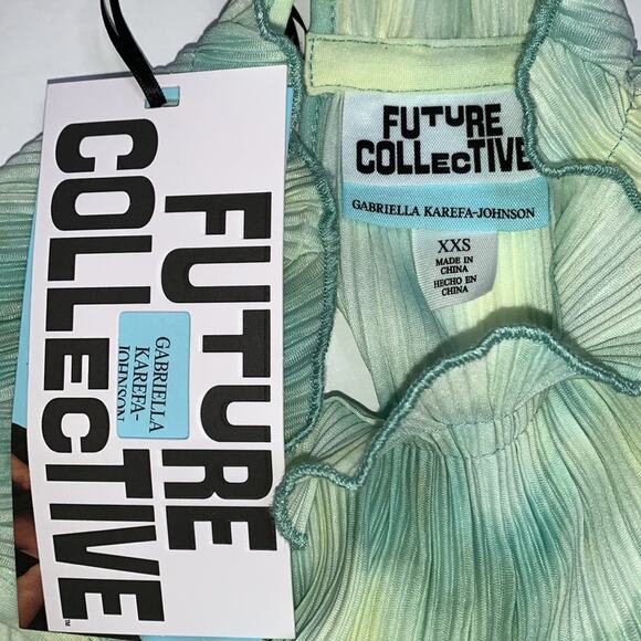 Future Collective Gabriella Kareffa Women's Sz XXS Watercolor Plisse Midi Dress - Picture 6 of 9